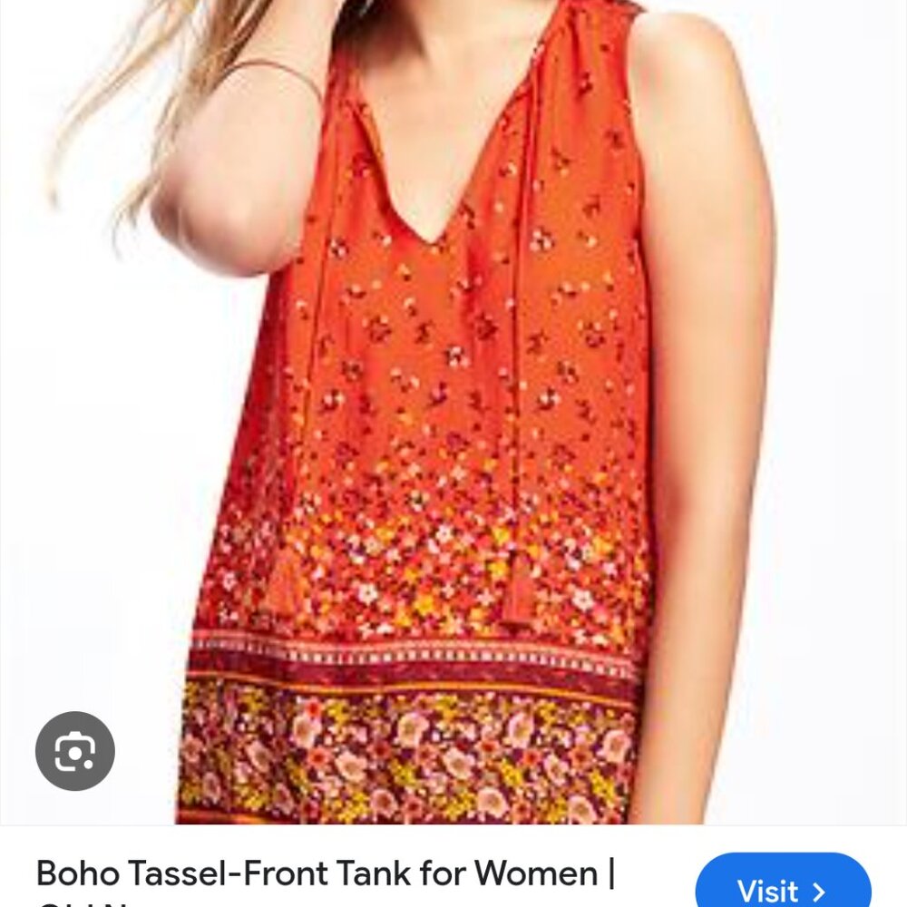 Old Navy Orange BOHO Tassel-Front Sleeveless Blouse Medium